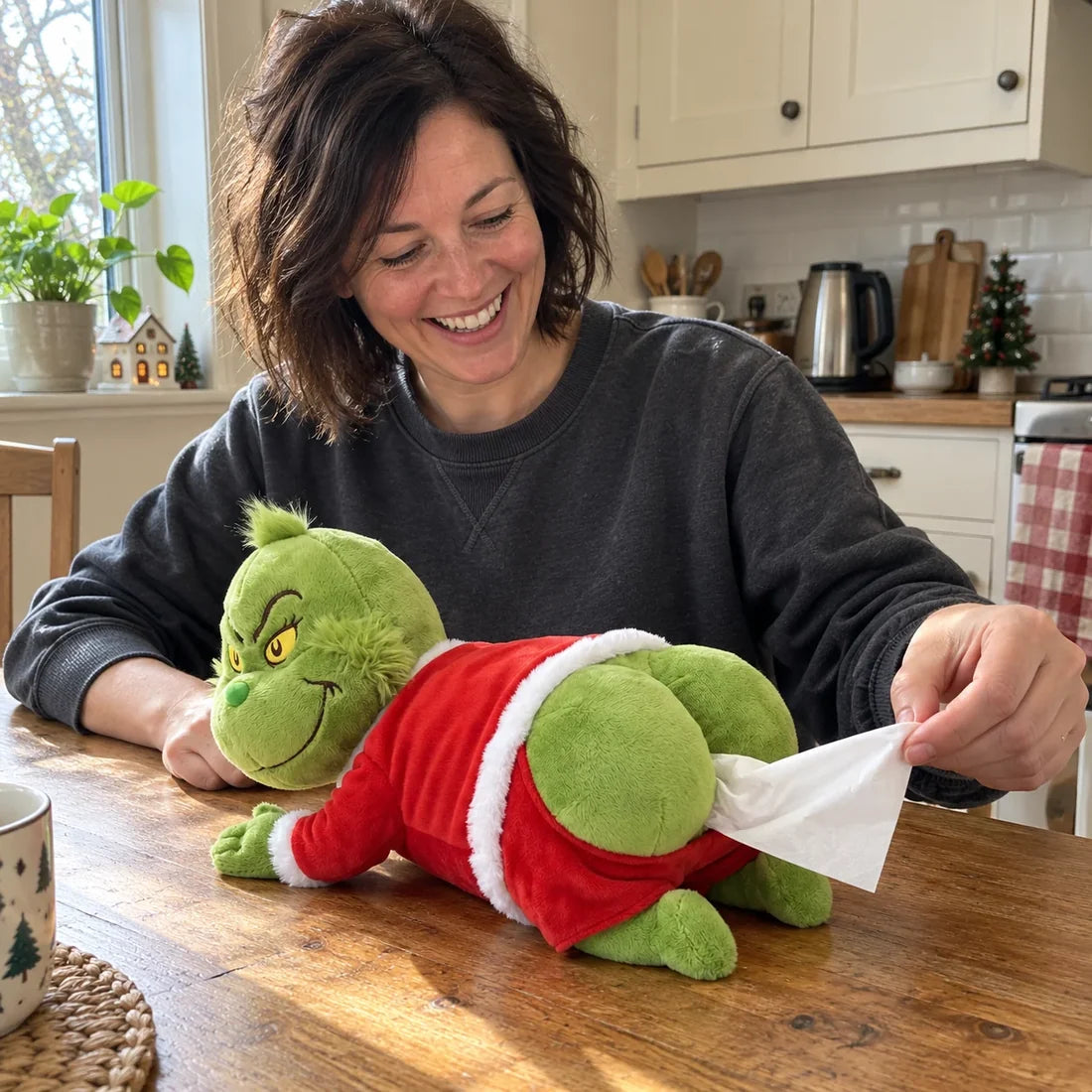 Grumpy Christmas Plush Tissue Holder