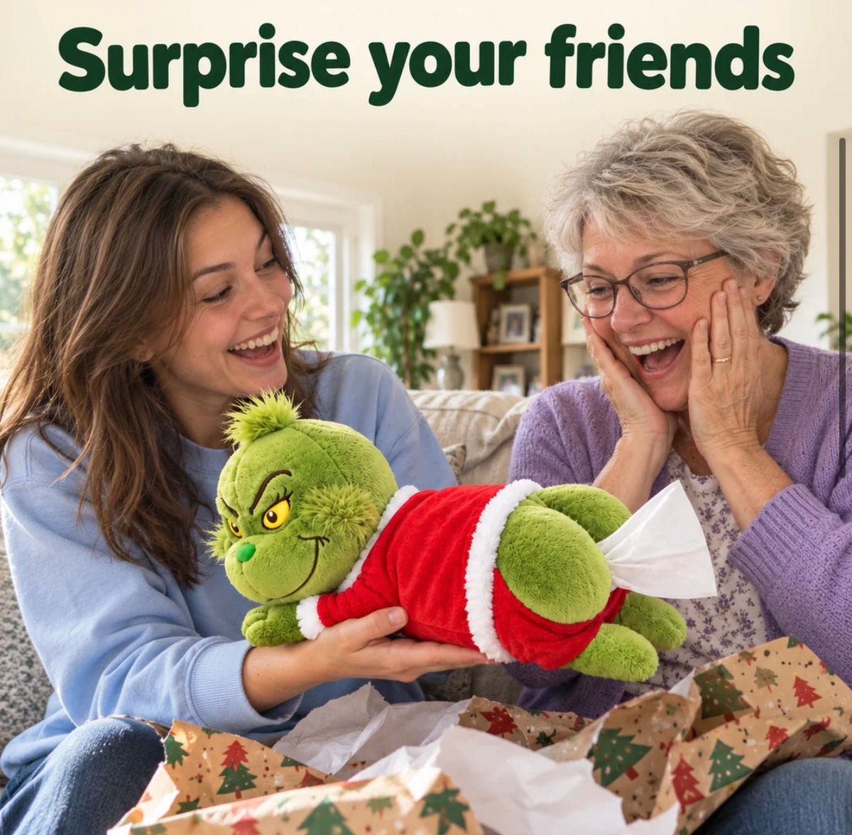 Grumpy Christmas Plush Tissue Holder