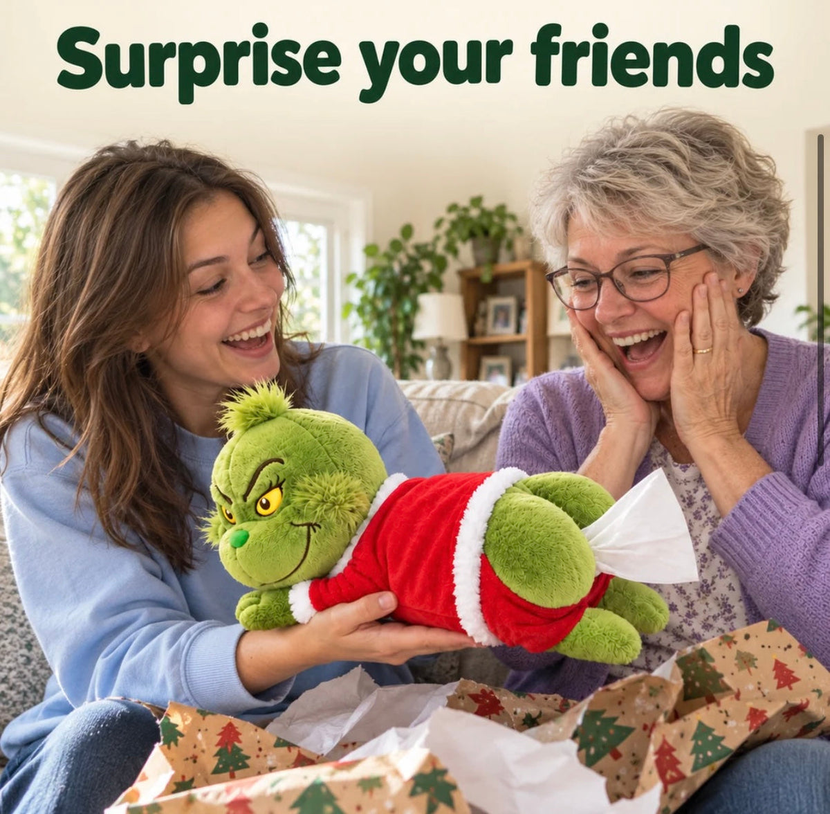 Grumpy Christmas Plush Tissue Holder