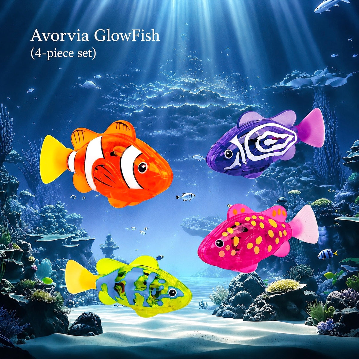 Avorvia GlowFish – LED Swimming Robot Fish (4-piece set)
