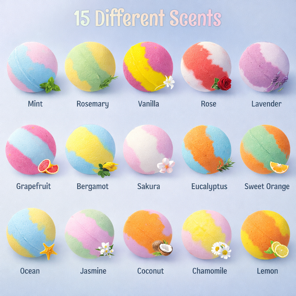 Organic Bath Bombs with Sea Salt – Kids Surprise Toy Set (15pcs)