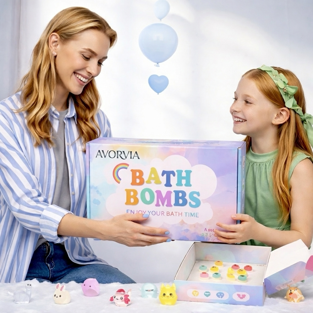 Organic Bath Bombs with Sea Salt – Kids Surprise Toy Set (15pcs)